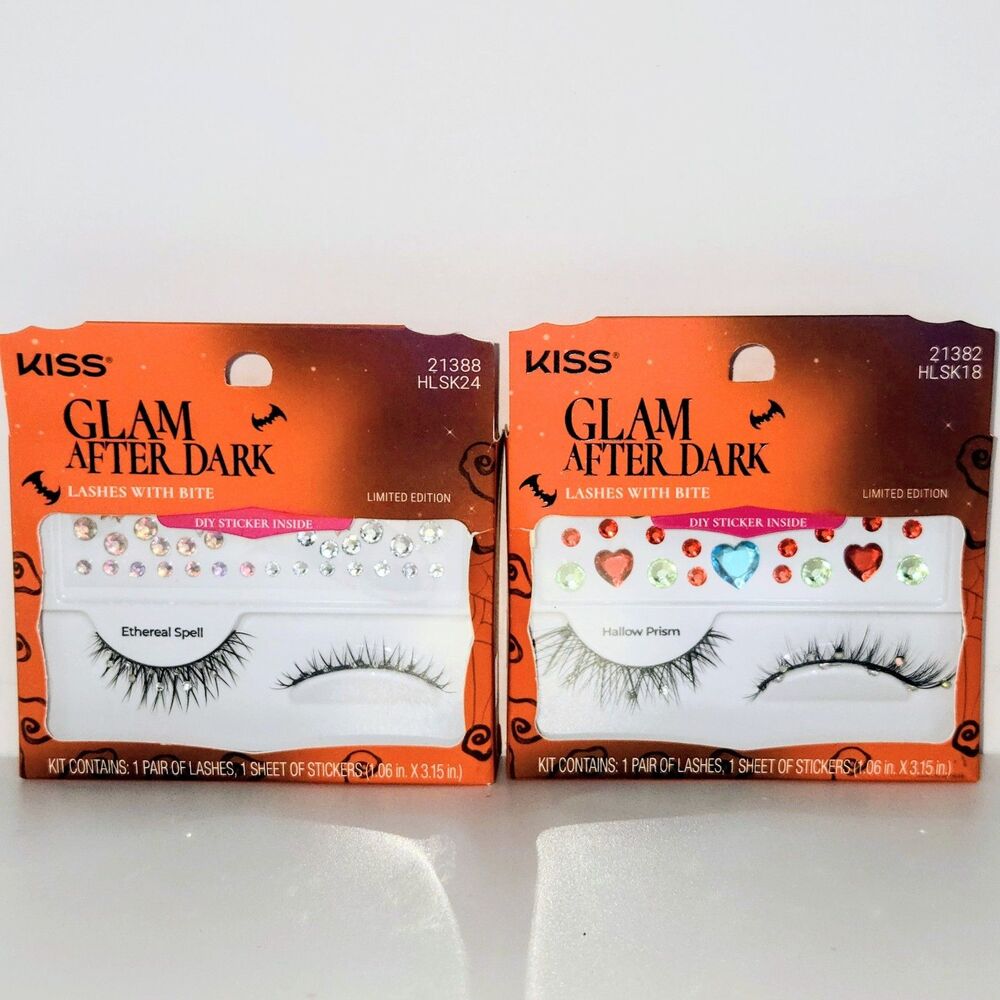 KISS Eyelashes 2 Pair Glam After Dark Limited Edition Face/Eye Gem Stickers NEW